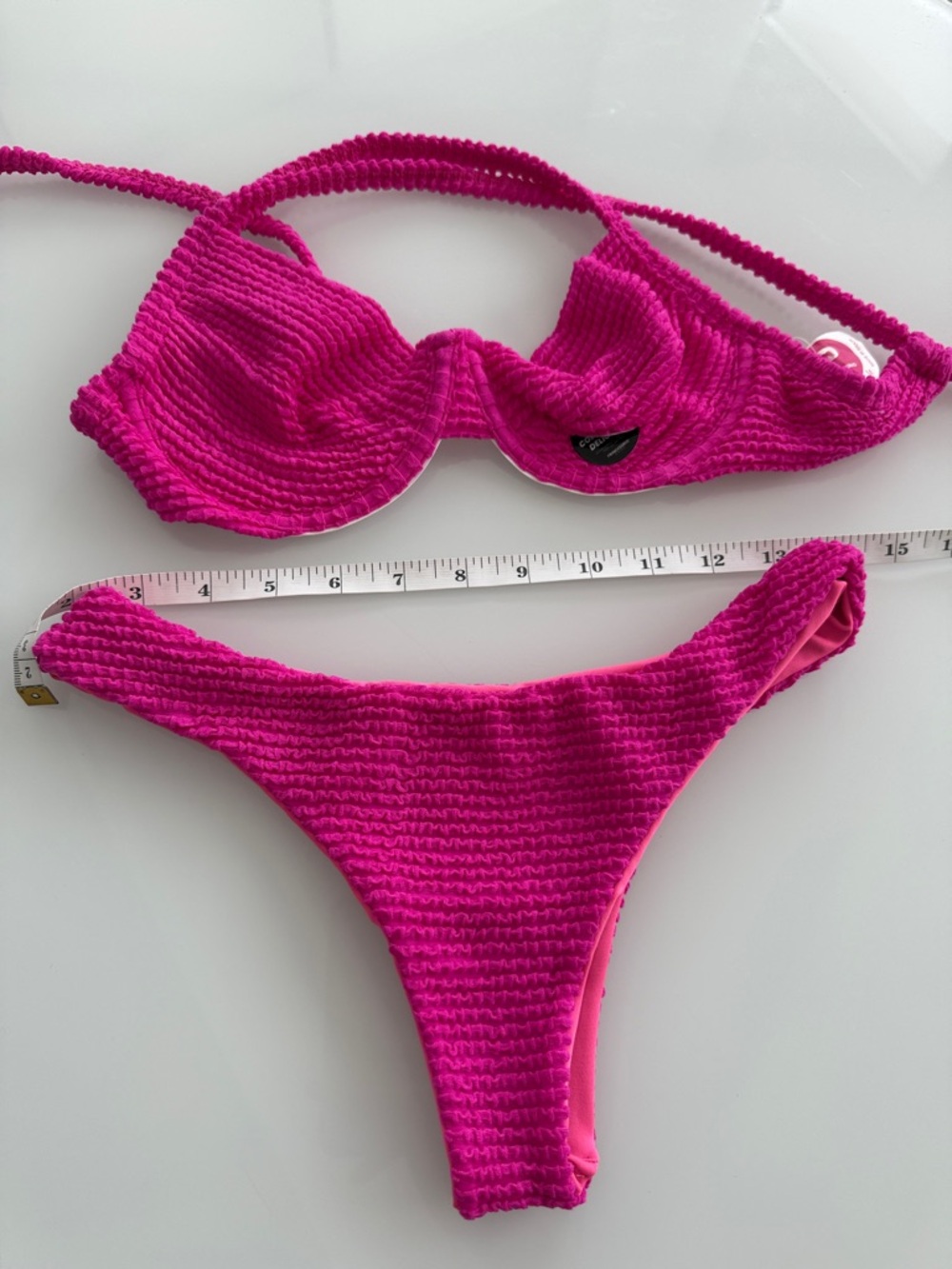 Fuchsia Textured Underwire Bikini Set - Unbranded